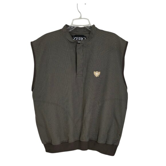 Zero Restriction Mens Black Houndstooth Golf Vest‎ 1/4 Snap With Pockets Size L - Picture 1 of 12
